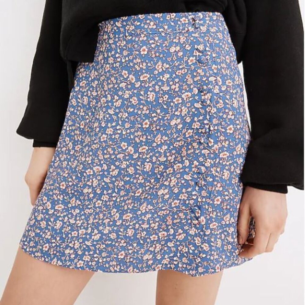 Madewell Blue Floral Mini Skirt
